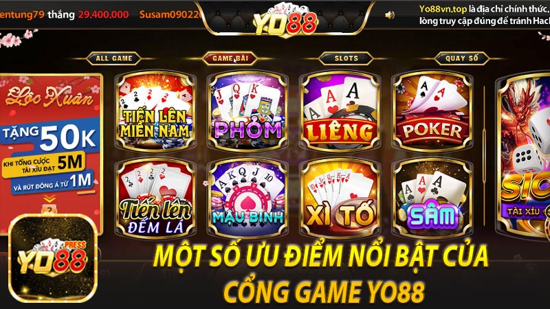 Một số ưu điểm nổi bật của cổng game YO88